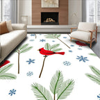 Red Cardinal Winter Bird Snowflakes Rug