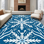 Deep Blue White Floral Medallion Rug