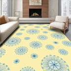 Pale Yellow Blue Floral Medallion Rug