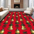 Golden Bells with Green Ribbons Rug
