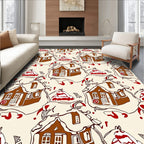 Whimsical Gingerbread Houses Red Detail Rug
