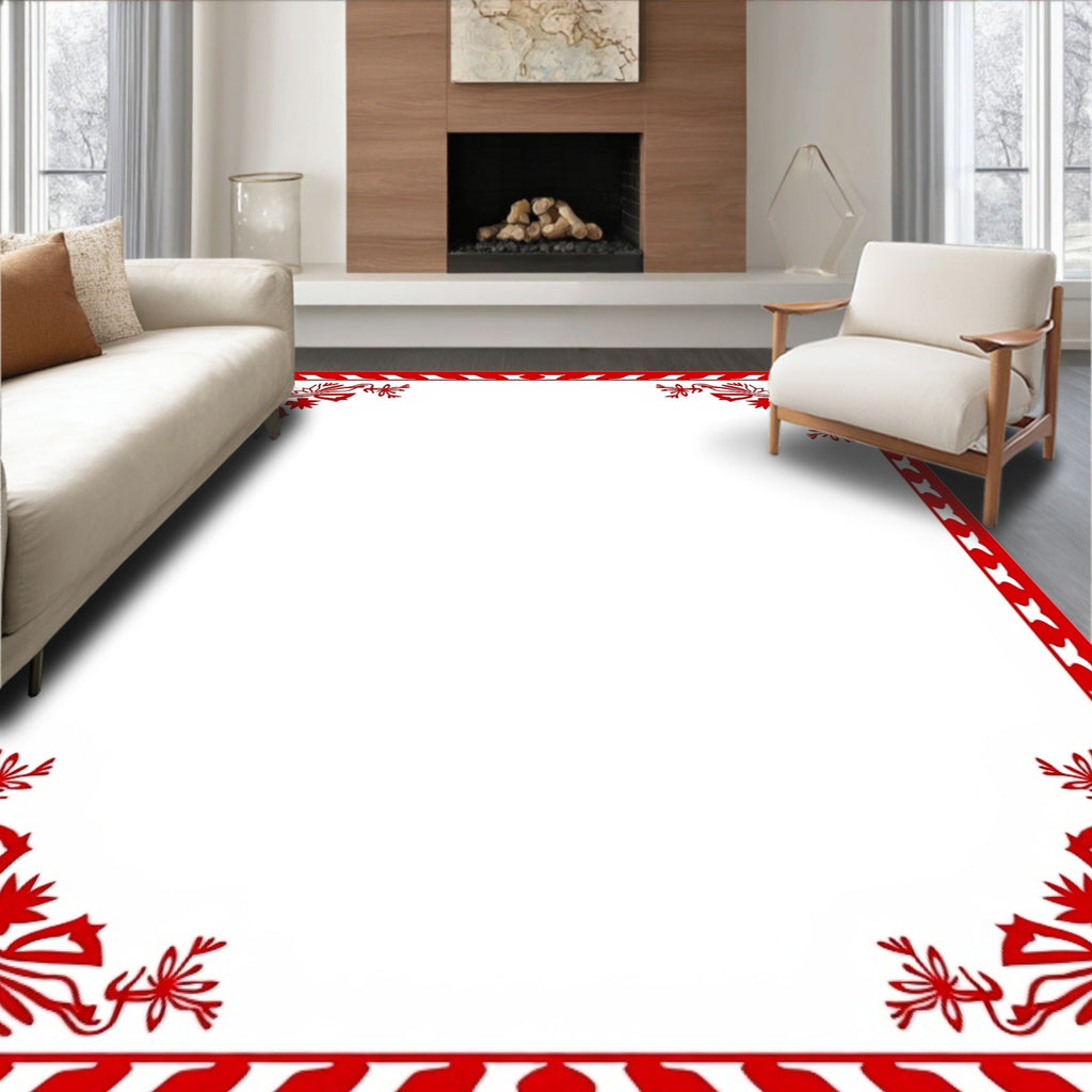 Crimson Leaf Vine Corner Border Rug