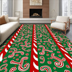 Red White Green Candy Cane Swirls Rug