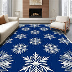 Navy Snowflake Winter Graphic Rug