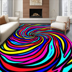 Vibrant Psychedelic Swirl Stripes Rug