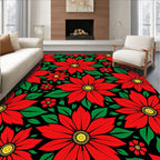 Vivid Crimson Blossoms Surrounded Foliage Rug