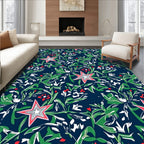 Crimson Star Botanical Navy Rug