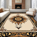 Classic Gold and Black Sunburst Medallion Rug
