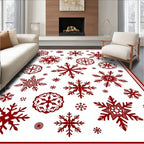 Deep Red Snowflake Scatter Rug