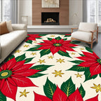 Crimson Poinsettia Garden Cream Rug