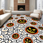 Spooky Orange Jack O Lantern Swirls Rug