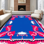 Bold Red Pink Blue Floral Medallions Rug