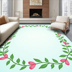 Pink Coral Vine Border Rug