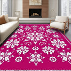Whimsical White Snowflake Framed Rug