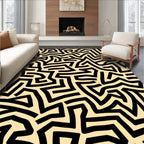 Bold Black Organic Mid Century Rug