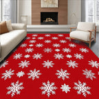 Classic White Snowflake Festive Red Rug