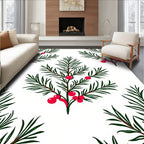 Green Evergreen Berry Branch Repeat Rug