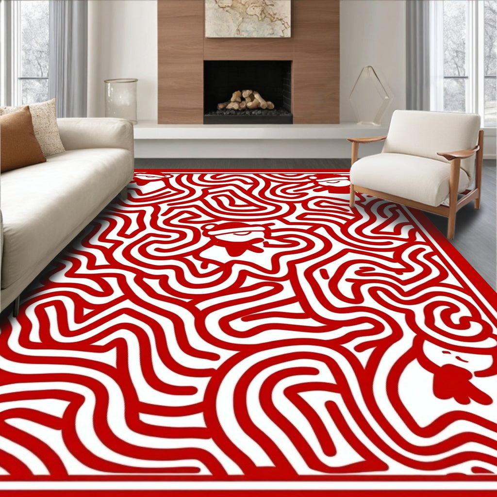 Crimson Santa Maze Characters Rug