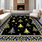 Midnight Blue Yellow Tree Garland Rug