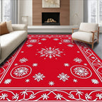 Crimson Winter Snowflakes Scatter Rug
