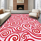 Crimson Swirls With Pink Triangles Rug