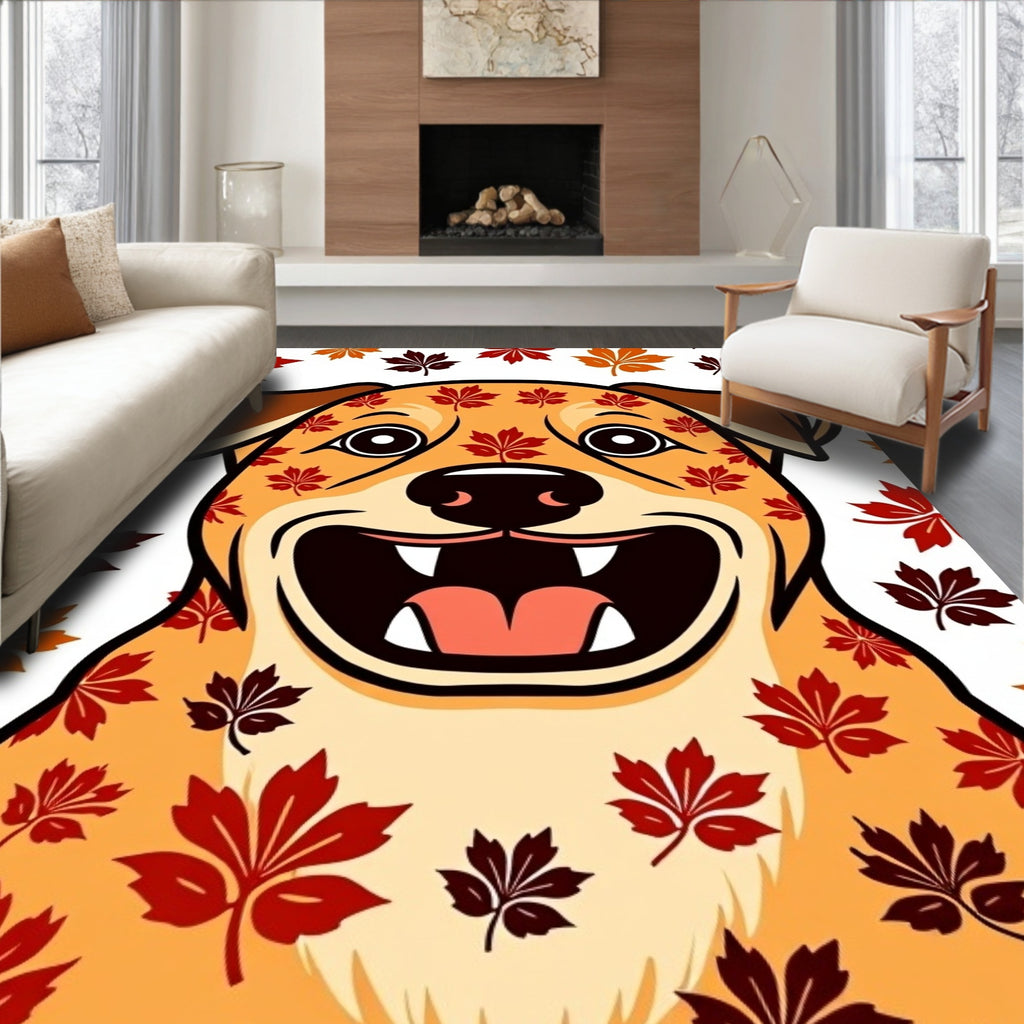 Golden Dog Autumn Leaves Rug