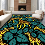 Yellow Giraffe Jungle Leaf Repeat Rug