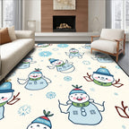 Charming Snowman Winter Snowflakes Rug