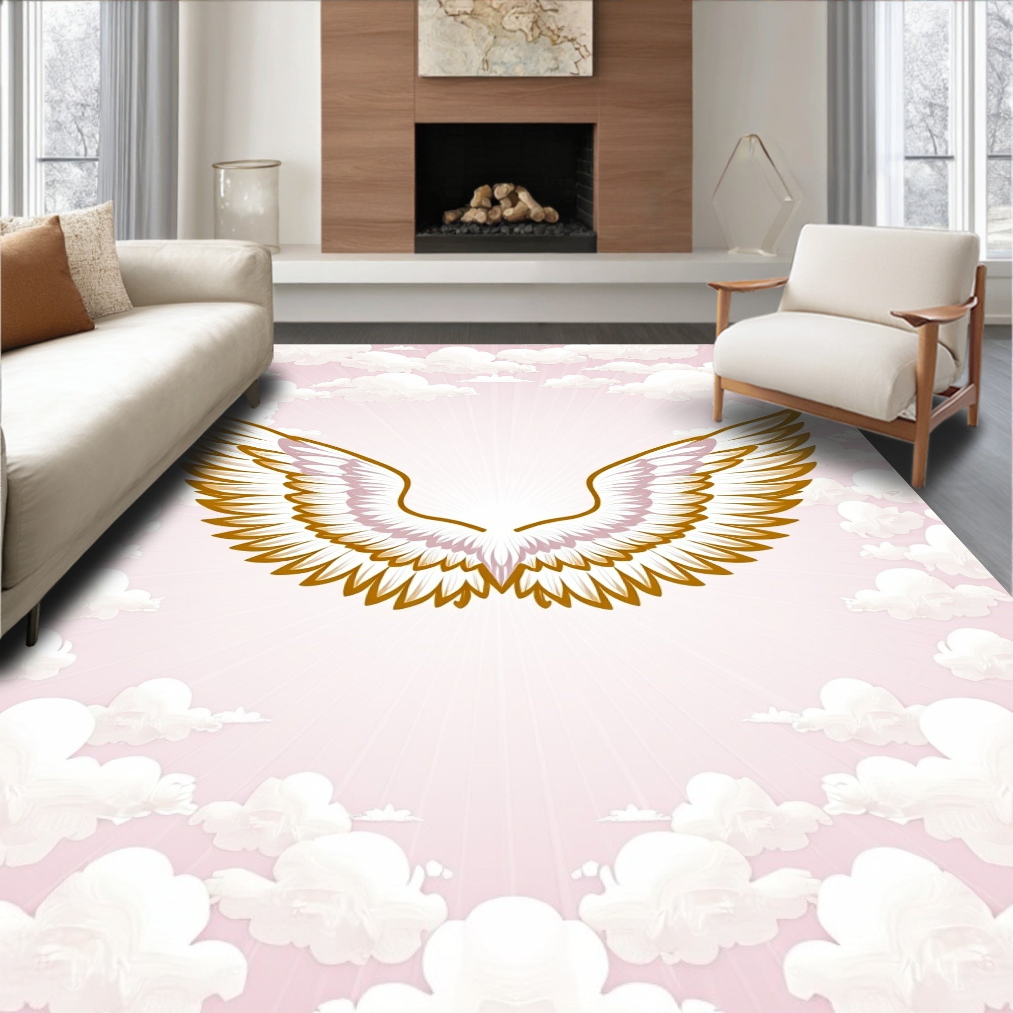 Golden Sky Angel Wings Rug