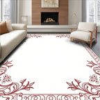 Ornate Red Art Nouveau Floral Border Rug