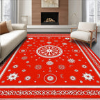 Bright Red Folk Art Medallion Rug