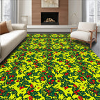 Vibrant Yellow Red Green Foliage Rug