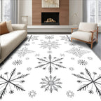 Winter Snowflakes Black White Arrangement Rug