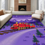 Whimsical Red Train Night Journey Rug