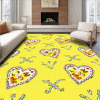 Whimsical Yellow Heart Floral Rug