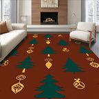Emerald Tree Ornaments On Brown Rug