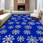 White Snowflakes On Royal Blue Rug