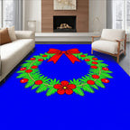Festive Red Bow Festive Green Wreath Rug