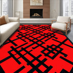 Crimson geometric interconnecting lines Rug