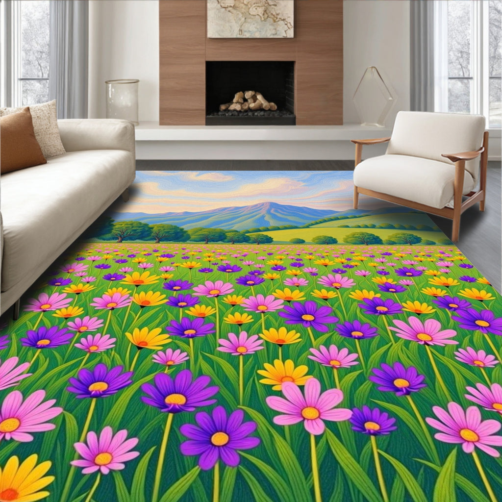 Vivid Floral Fields Mountain Meadow Rug