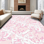 Charming Pink Outline Floral Swirl Rug