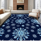 Winter Blue Snowflake Collage Rug