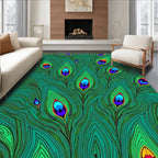 Emerald Peacock Feather Swirl Rug