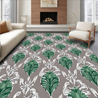 Emerald Green Ornate Floral Medallion Rug