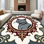 Gray Cat Escutcheon Medallion Rug