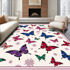 Multi-Colored Butterfly Garden Whimsy Rug
