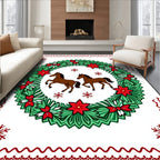 Brown Horses Festive Wreath Red Elements Rug