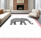 Gray Elephant Whimsical Pinstripe Rug