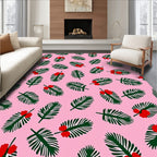 Pink Pine Sprig Berry Accents Rug