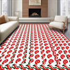 Scarlet Swirls Continuous Red Stripes Rug